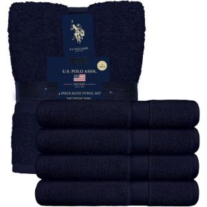 U.S. Polo Assn. USPA 4PC Bath Towel Set(Navy)
