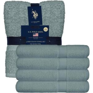 U.S. Polo Assn. USPA 4PC Bath Towel Set(Seafoam)