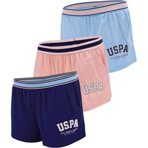 U.S. Polo Assn. Womens 3 Pack Elastic Waistband Pajama Sleep Shorts-Lounge(3 Pack Dusty Rose)