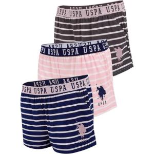 U.S. Polo Assn. Womens 3 Pack Elastic Waistband Pajama Sleep Shorts-Lounge(3 Pack Light Pink)