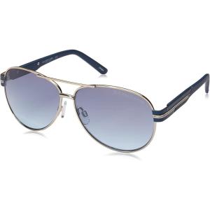 U.S. Polo Assn. Women’s Pa1013 Metal Uv400 Protective Aviator Pilot Sunglasses. Classic Gifts for Men, 59 Mm(Silver Metal & Matte Blue)