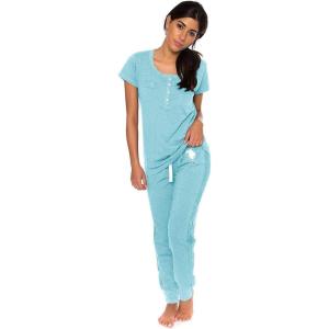 U.S. Polo Assn. Womens Pajama Set – Short Sleeve PJs with Jogger Pajama Pants…(Mint Heather)