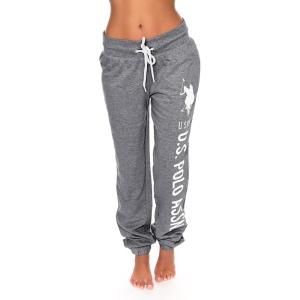 U.S. Polo Assn. Womens Sweatpants – Women Joggers Sweats with Logo Print – French Terry Poly-Cotton(Charcoal Heather With White Print)