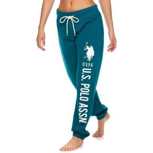 U.S. Polo Assn. Womens Sweatpants – Women Joggers Sweats with Logo Print – French Terry Poly-Cotton(Dark Green3)
