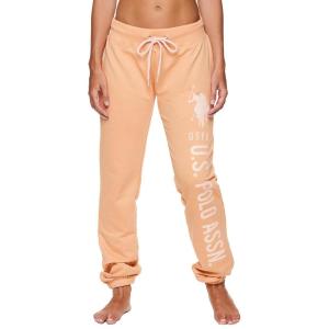 U.S. Polo Assn. Womens Sweatpants – Women Joggers Sweats with Logo Print – French Terry Poly-Cotton(Honey1)