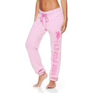 U.S. Polo Assn. Womens Sweatpants – Women Joggers Sweats with Logo Print – French Terry Poly-Cotton(Light Pink Heather)