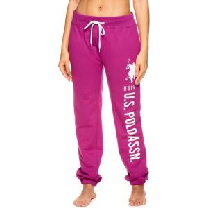 U.S. Polo Assn. Womens Sweatpants – Women Joggers Sweats with Logo Print – French Terry Poly-Cotton(Magenta1)