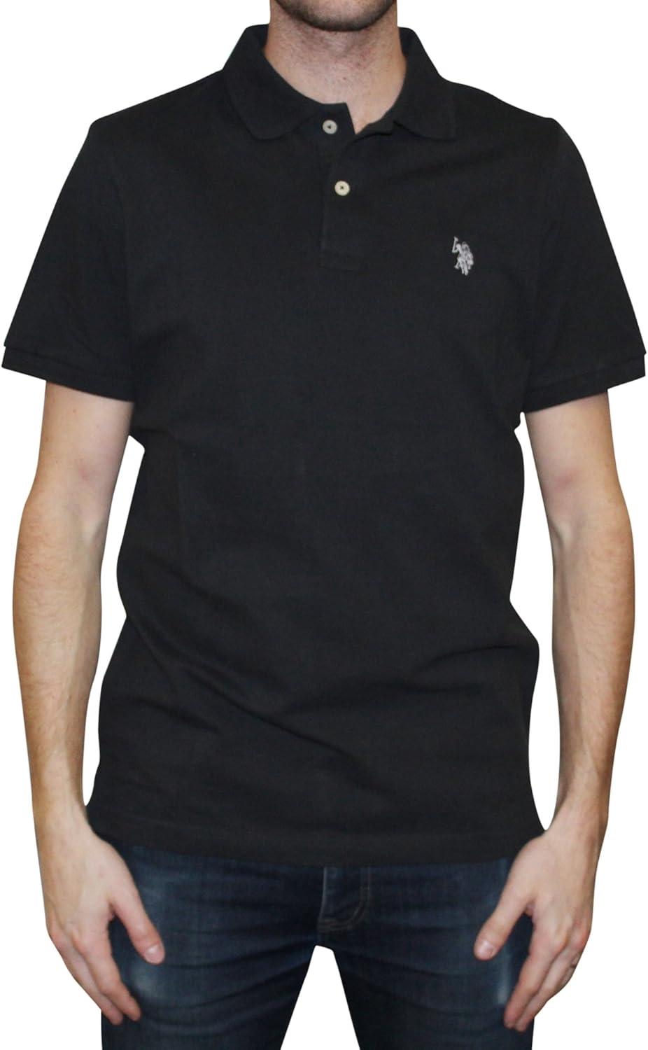 image:imageUS Polo Assn Mens Classic Polo Shirt TwoButton Closure Pique Polo Shirt Summer Fashion Golf ShirtBlackLight Grey