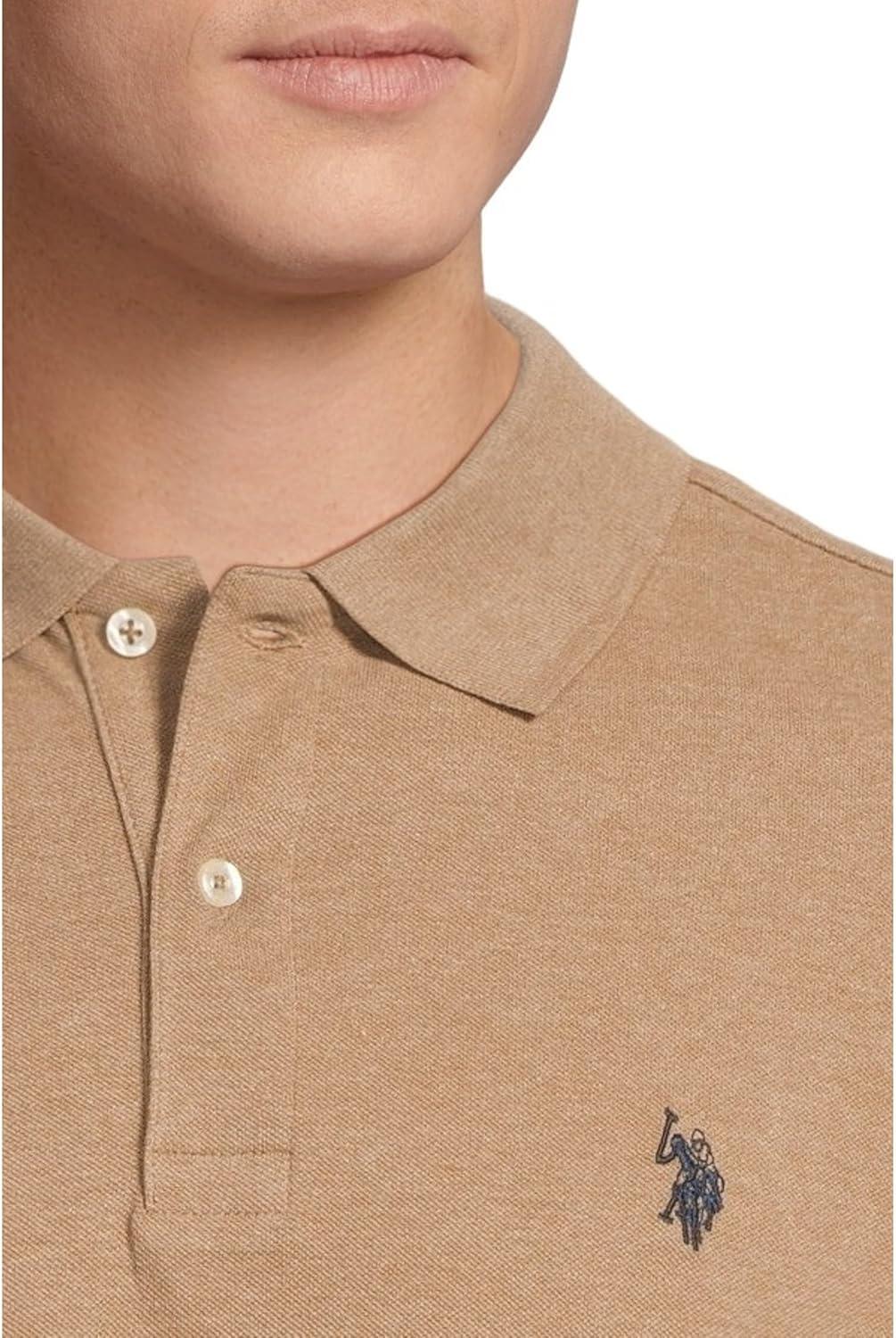 image:imageUS Polo Assn Mens Classic Polo Shirt TwoButton Closure Pique Polo Shirt Summer Fashion Golf ShirtCoffee Heather