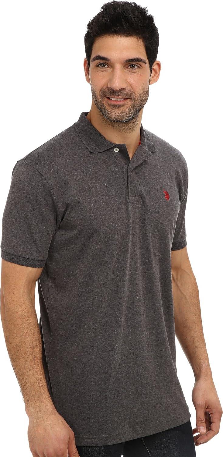 image:imageUS Polo Assn Mens Classic Polo Shirt TwoButton Closure Pique Polo Shirt Summer Fashion Golf ShirtDark Gray HeatherApple Cinnamon