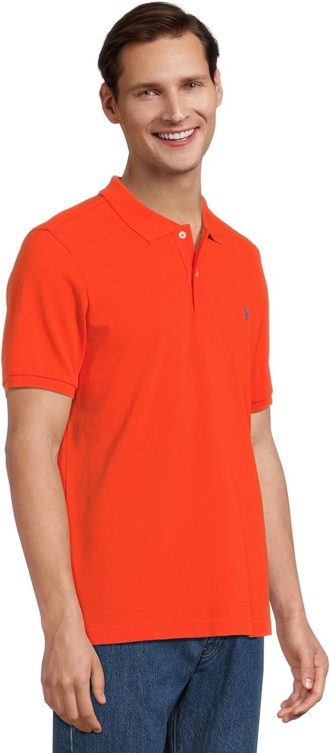 image:imageUS Polo Assn Mens Classic Polo Shirt TwoButton Closure Pique Polo Shirt Summer Fashion Golf ShirtExplorer Orange