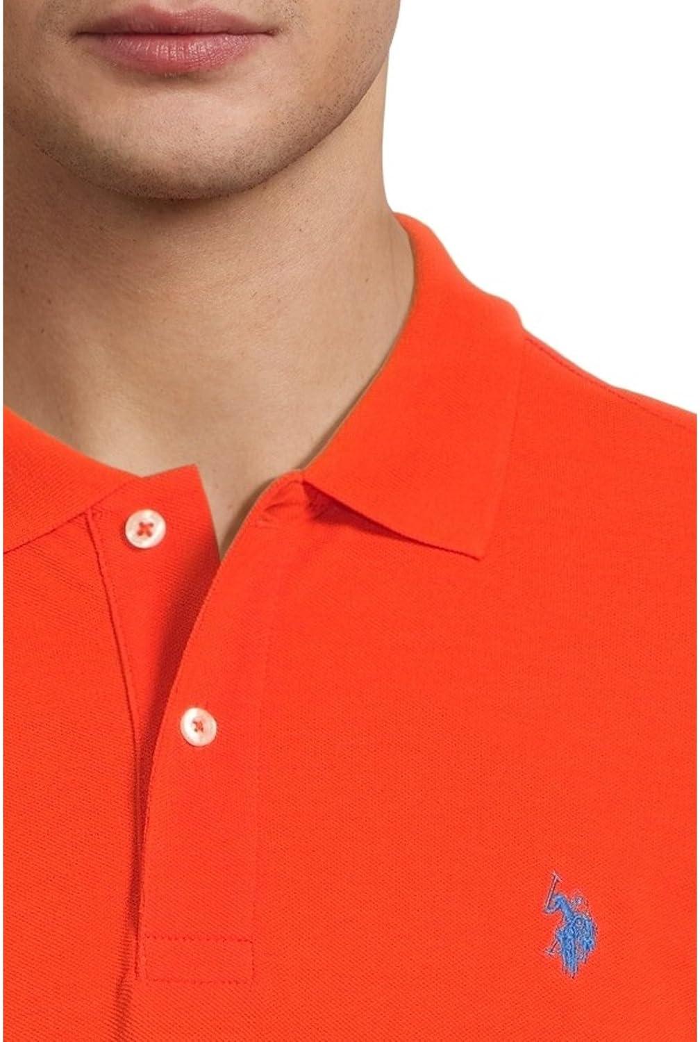 image:imageUS Polo Assn Mens Classic Polo Shirt TwoButton Closure Pique Polo Shirt Summer Fashion Golf ShirtExplorer Orange