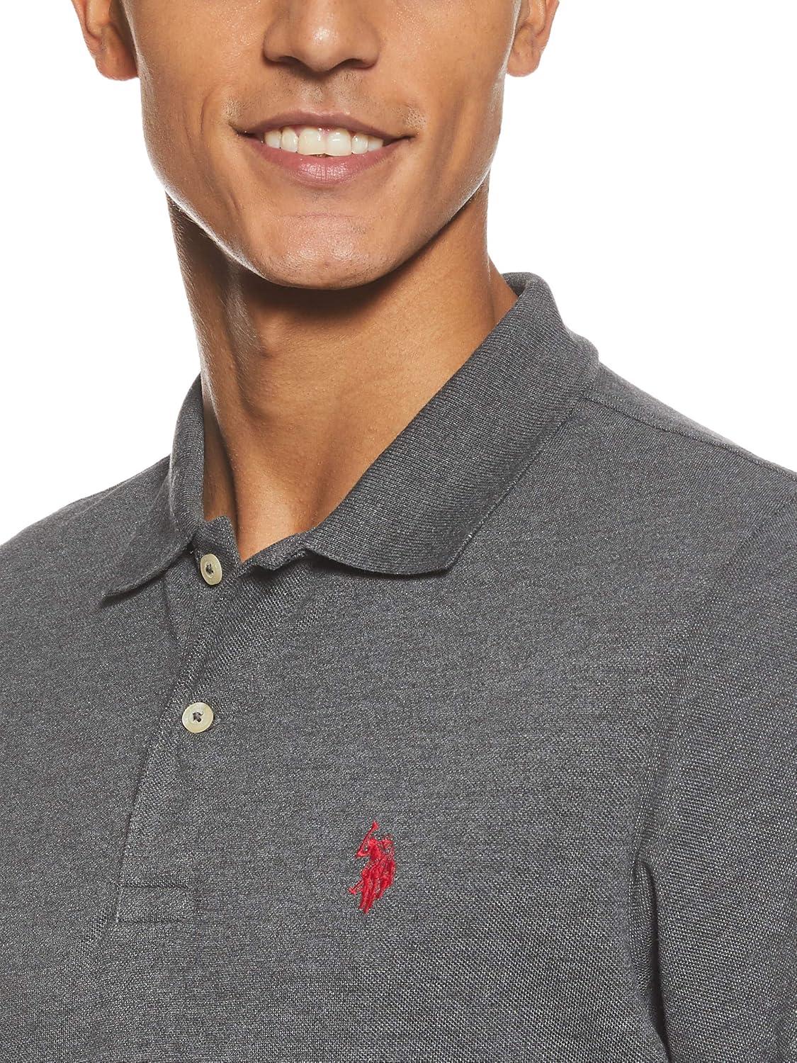 image:imageUS Polo Assn Mens Classic Polo Shirt TwoButton Closure Pique Polo Shirt Summer Fashion Golf ShirtHeather Dark Gray