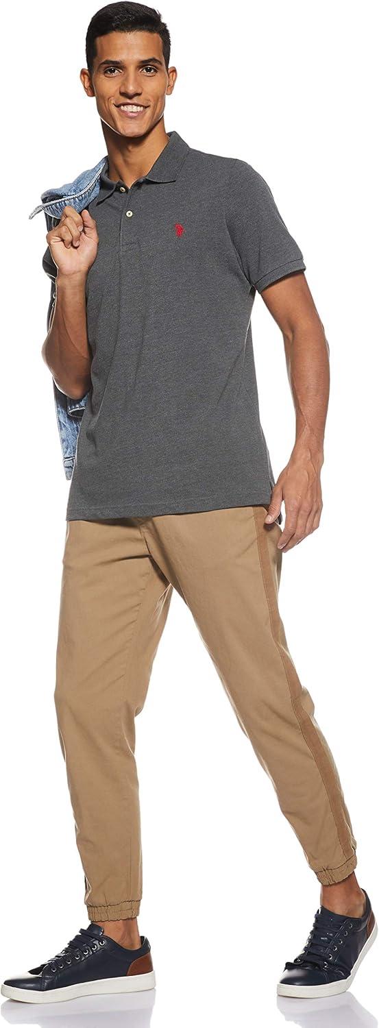 image:imageUS Polo Assn Mens Classic Polo Shirt TwoButton Closure Pique Polo Shirt Summer Fashion Golf ShirtHeather Dark Gray