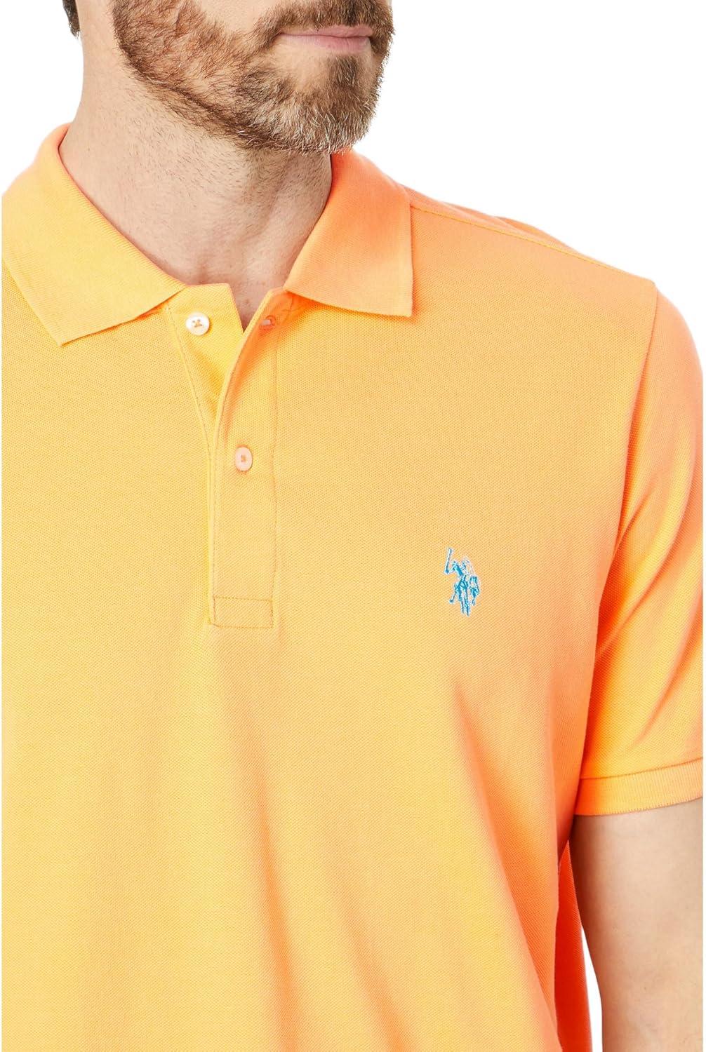 image:imageUS Polo Assn Mens Classic Polo Shirt TwoButton Closure Pique Polo Shirt Summer Fashion Golf ShirtLiberal Orange