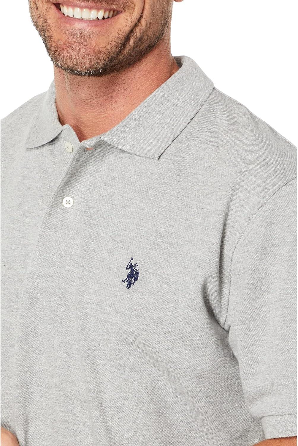 image:imageUS Polo Assn Mens Classic Polo Shirt TwoButton Closure Pique Polo Shirt Summer Fashion Golf ShirtMedium Heather Grey