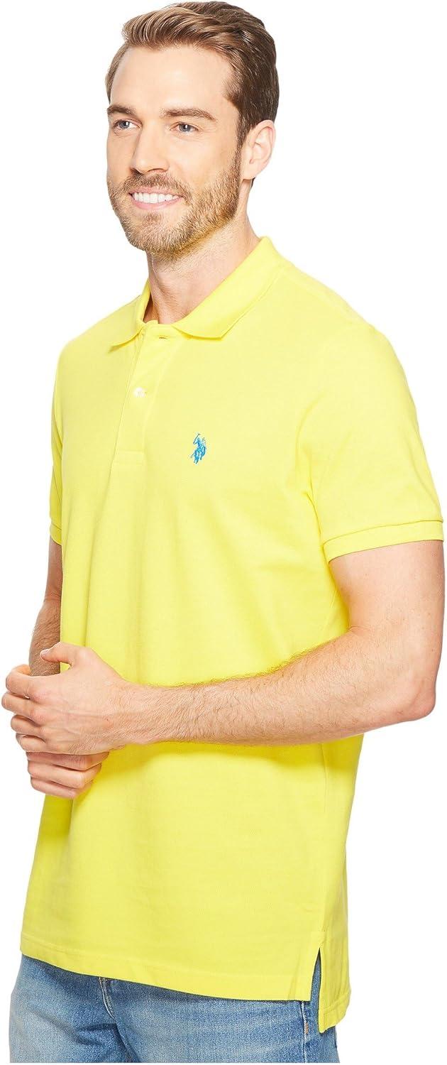 image:imageUS Polo Assn Mens Classic Polo Shirt TwoButton Closure Pique Polo Shirt Summer Fashion Golf ShirtMid Day Yellow