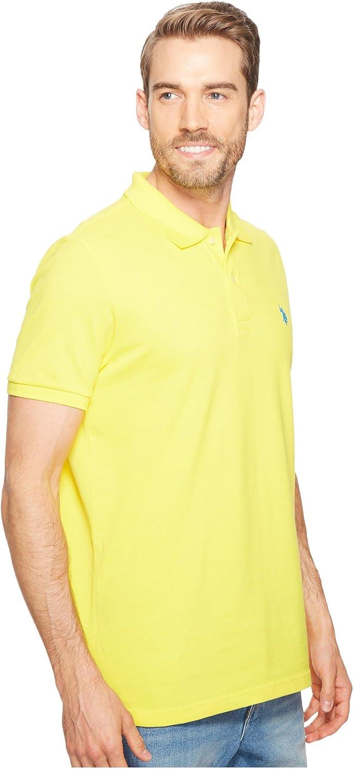 image:imageUS Polo Assn Mens Classic Polo Shirt TwoButton Closure Pique Polo Shirt Summer Fashion Golf ShirtMid Day Yellow
