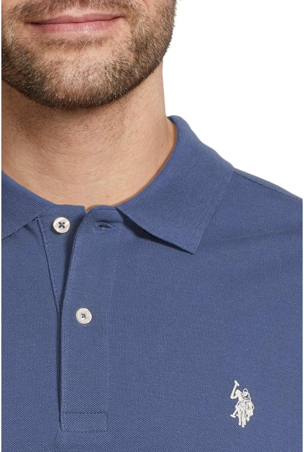 image:imageUS Polo Assn Mens Classic Polo Shirt TwoButton Closure Pique Polo Shirt Summer Fashion Golf ShirtOceana Blue