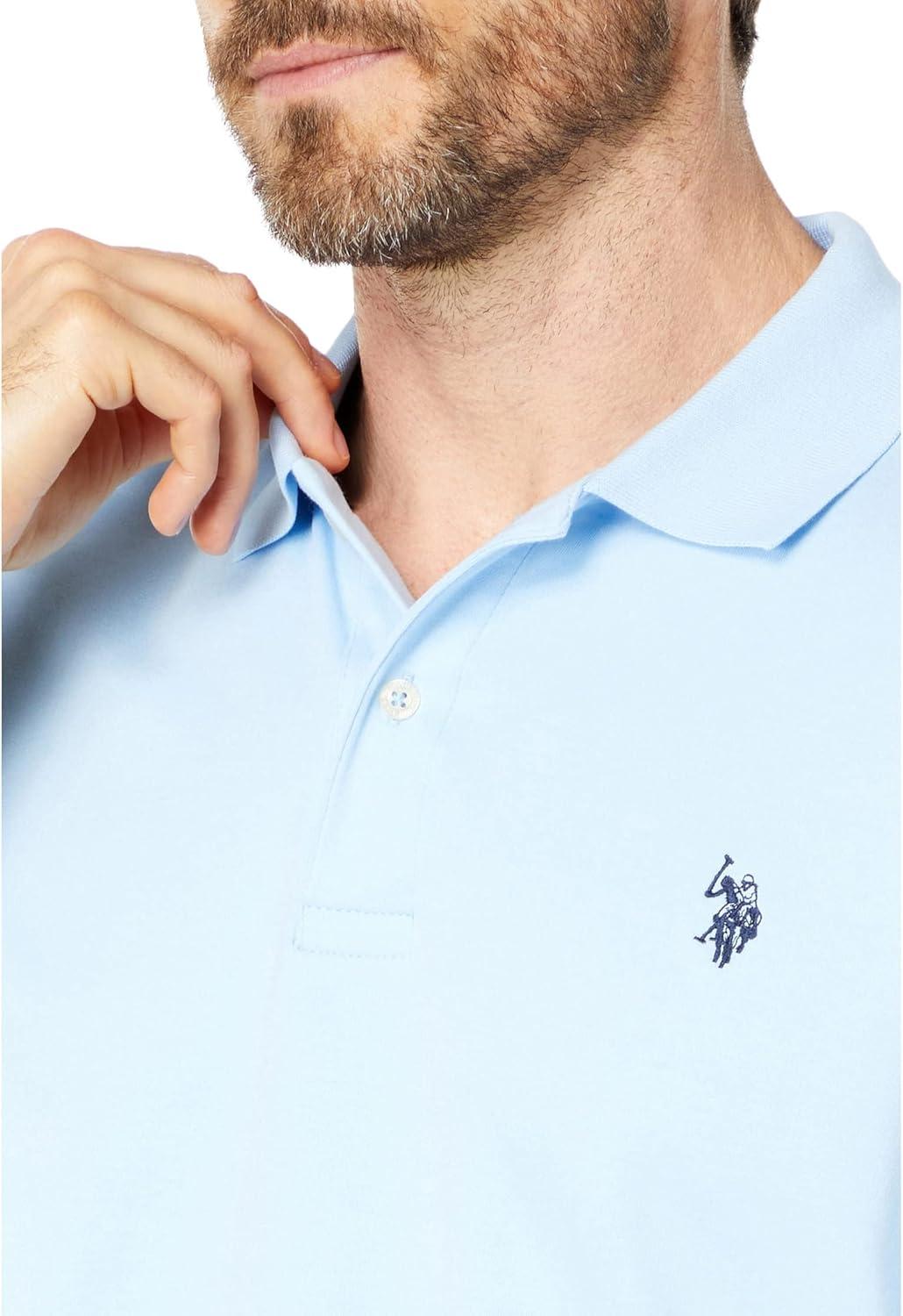 image:imageUS Polo Assn Mens Classic Polo Shirt TwoButton Closure Pique Polo Shirt Summer Fashion Golf ShirtOpen Air Blue