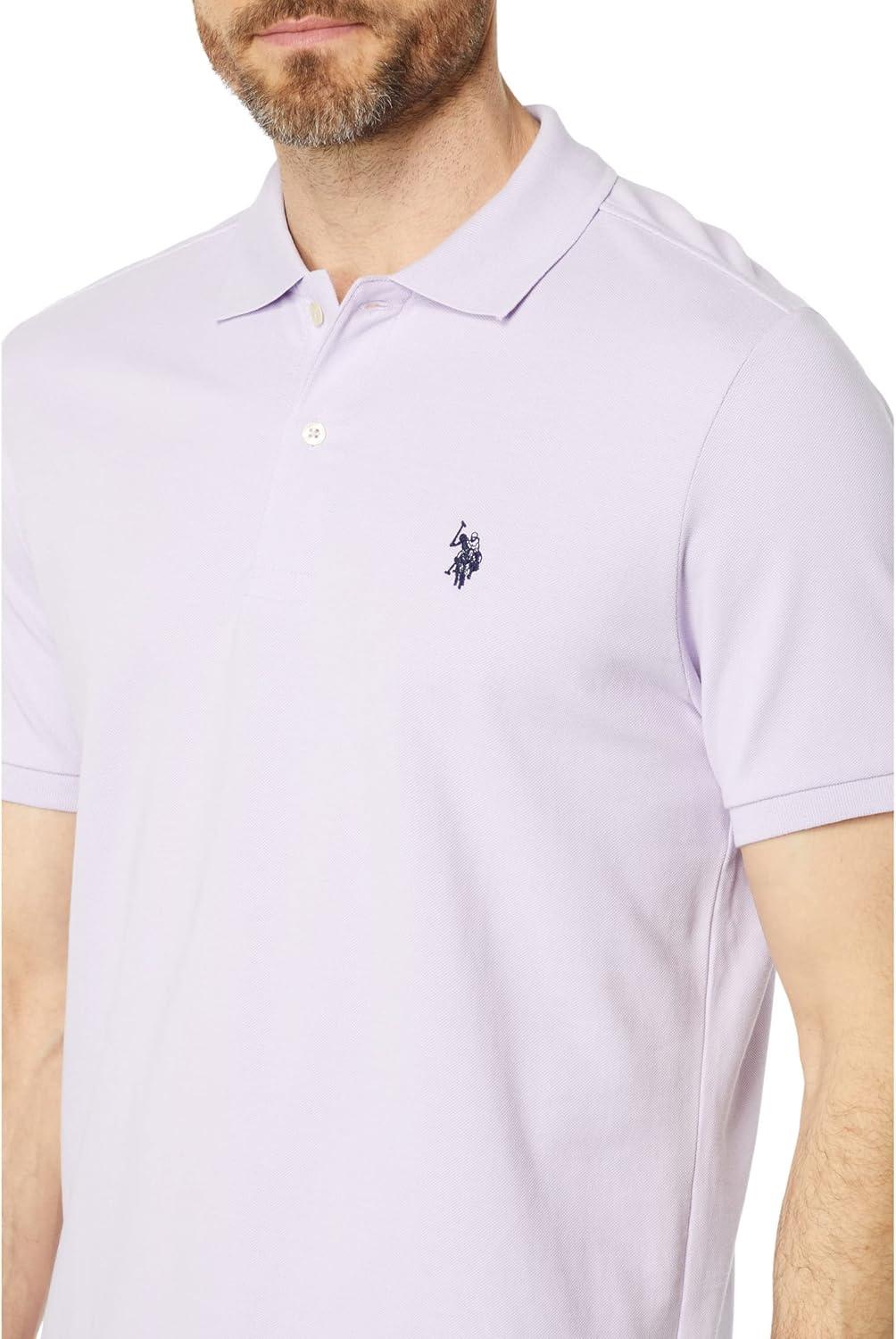 image:imageUS Polo Assn Mens Classic Polo Shirt TwoButton Closure Pique Polo Shirt Summer Fashion Golf ShirtPastel Lilac