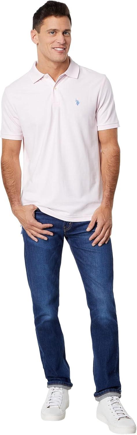 image:imageUS Polo Assn Mens Classic Polo Shirt TwoButton Closure Pique Polo Shirt Summer Fashion Golf ShirtPrimary Pink