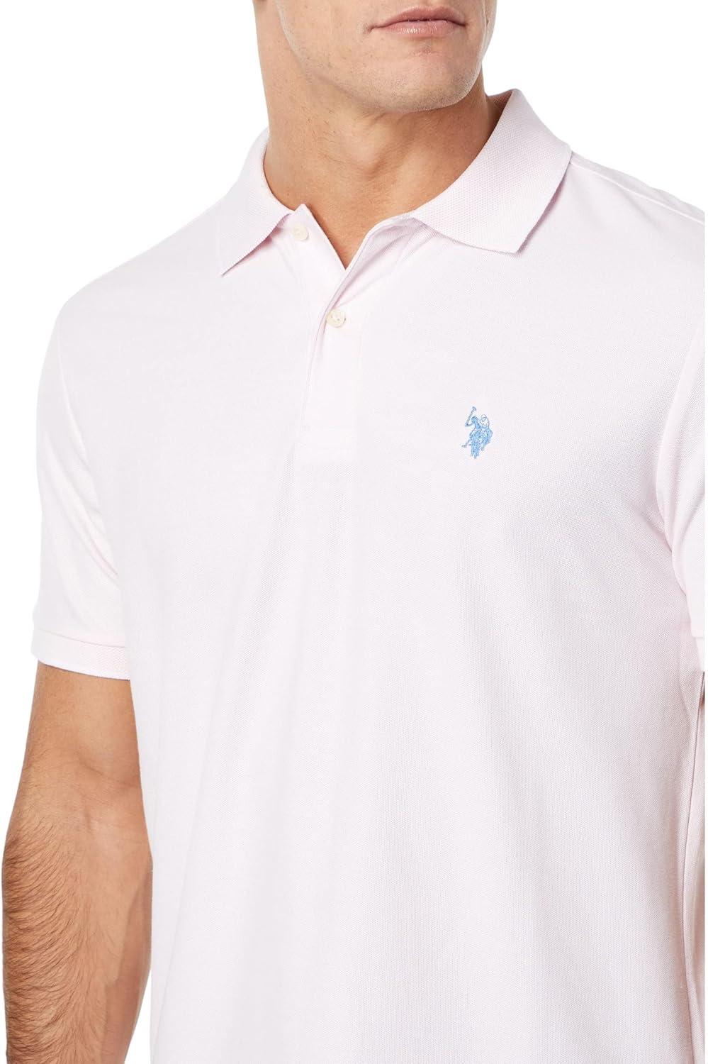 image:imageUS Polo Assn Mens Classic Polo Shirt TwoButton Closure Pique Polo Shirt Summer Fashion Golf ShirtPrimary Pink