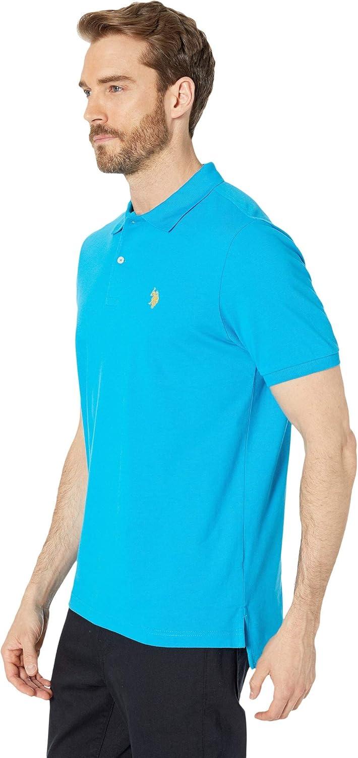 image:imageUS Polo Assn Mens Classic Polo Shirt TwoButton Closure Pique Polo Shirt Summer Fashion Golf ShirtTeal Blue