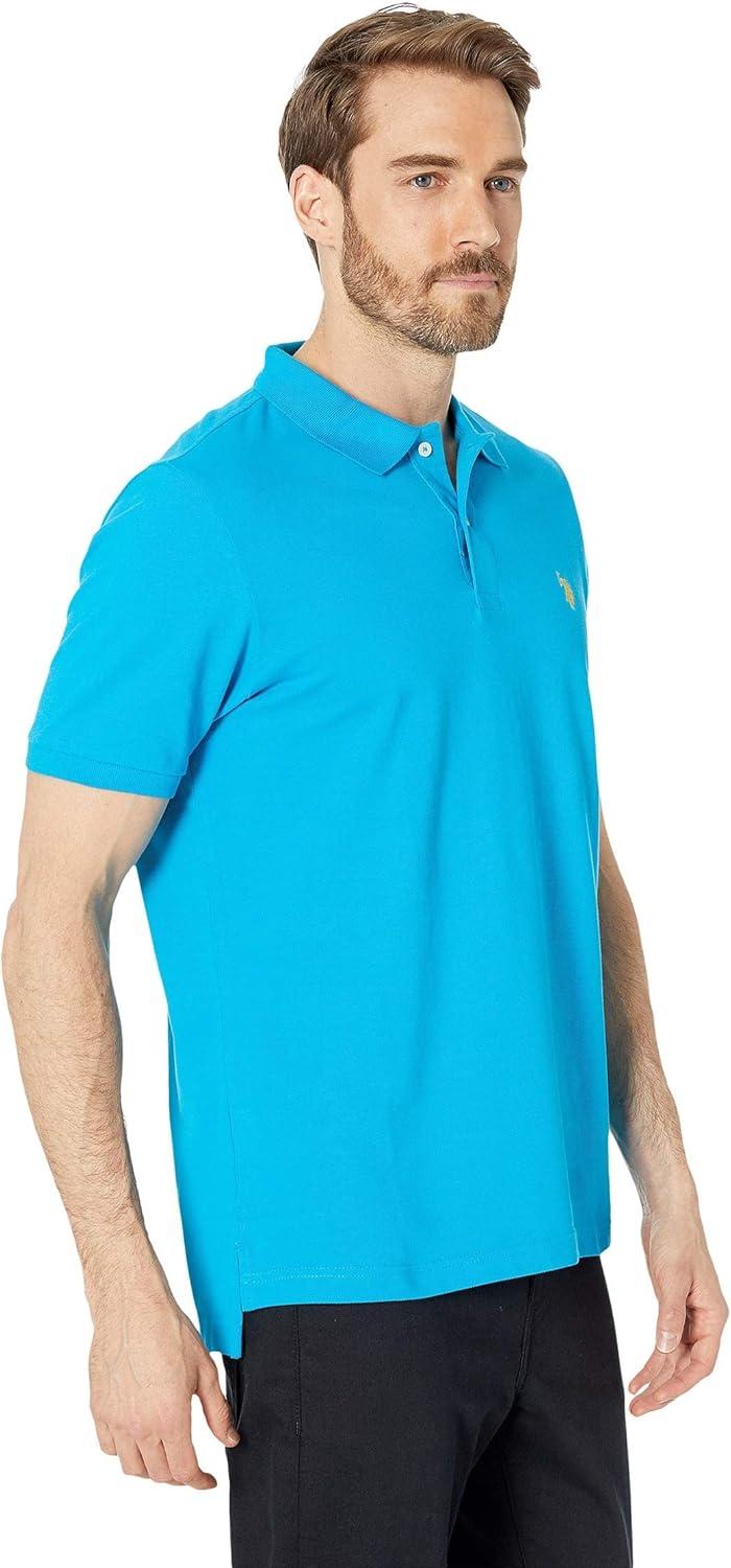 image:imageUS Polo Assn Mens Classic Polo Shirt TwoButton Closure Pique Polo Shirt Summer Fashion Golf ShirtTeal Blue