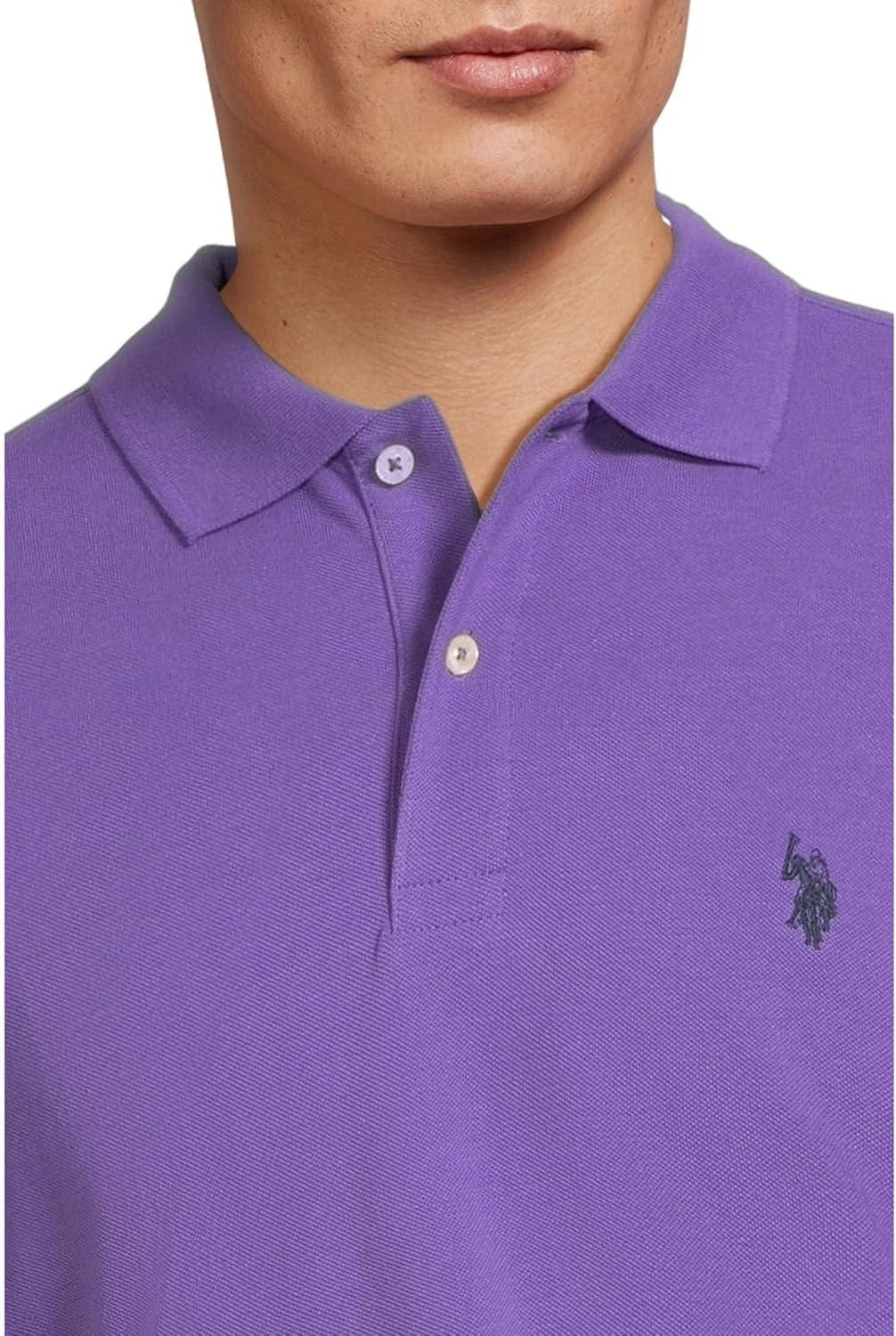image:imageUS Polo Assn Mens Classic Polo Shirt TwoButton Closure Pique Polo Shirt Summer Fashion Golf ShirtUltra Purple