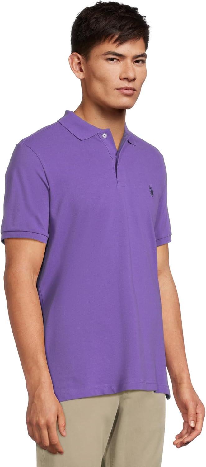 image:imageUS Polo Assn Mens Classic Polo Shirt TwoButton Closure Pique Polo Shirt Summer Fashion Golf ShirtUltra Purple