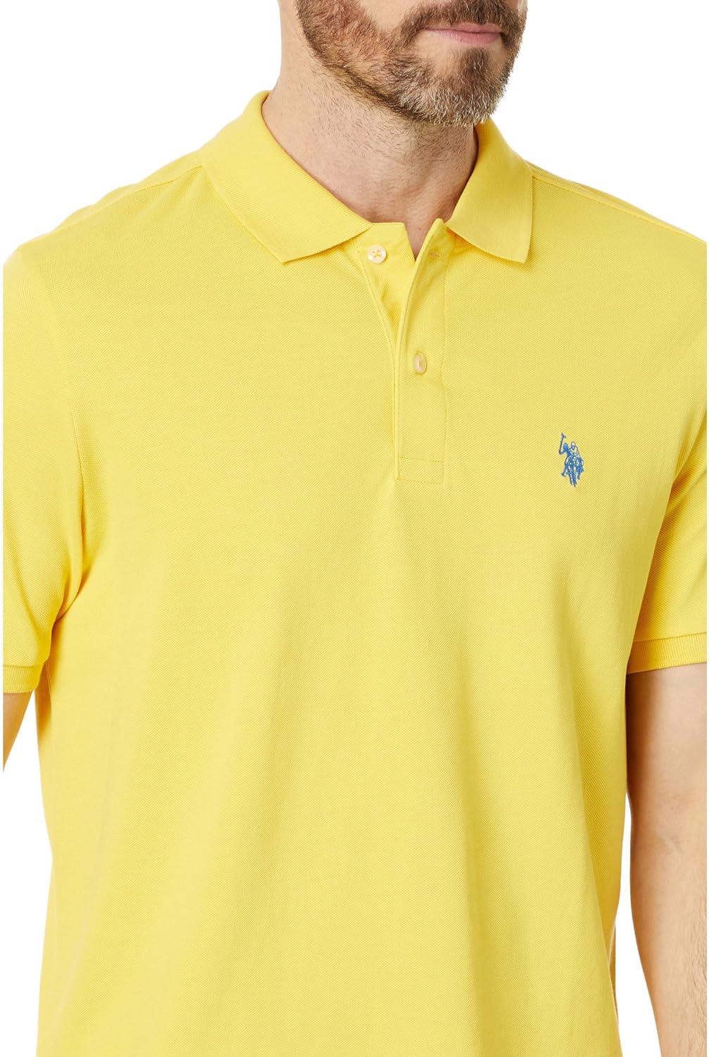 image:imageUS Polo Assn Mens Classic Polo Shirt TwoButton Closure Pique Polo Shirt Summer Fashion Golf ShirtWinning Yellow