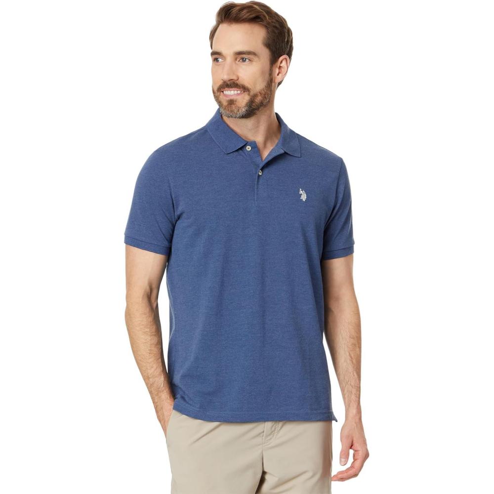image:imageUS Polo Assn Mens Classic Polo Shirt TwoButton Closure Pique Polo Shirt Summer Fashion Golf ShirtBlue Water Heather