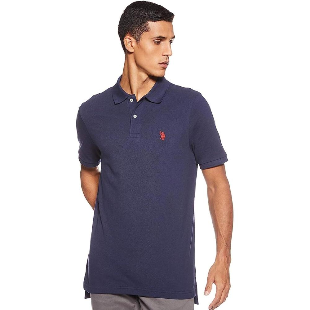 image:imageUS Polo Assn Mens Classic Polo Shirt TwoButton Closure Pique Polo Shirt Summer Fashion Golf ShirtClassic Navy