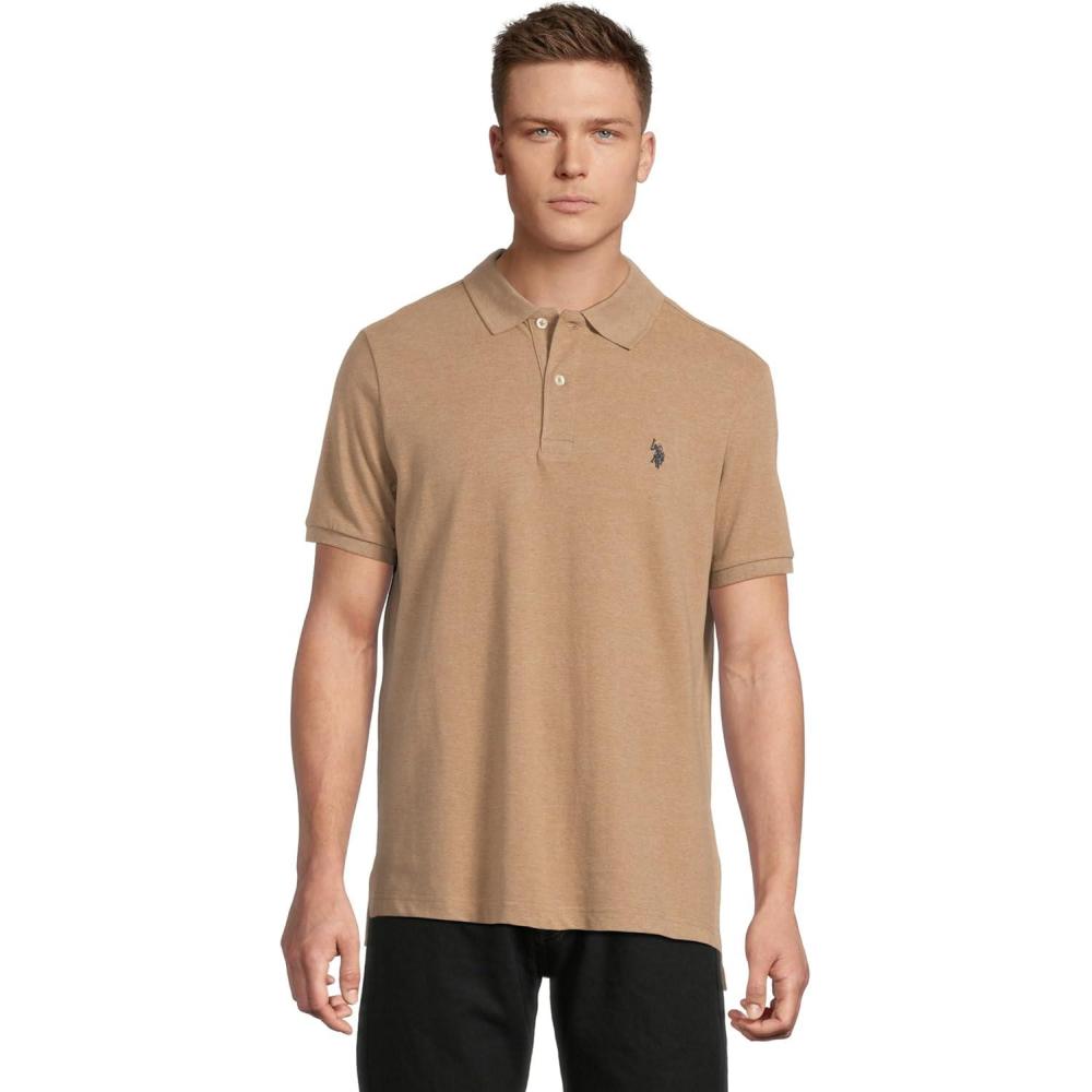 image:imageUS Polo Assn Mens Classic Polo Shirt TwoButton Closure Pique Polo Shirt Summer Fashion Golf ShirtCoffee Heather