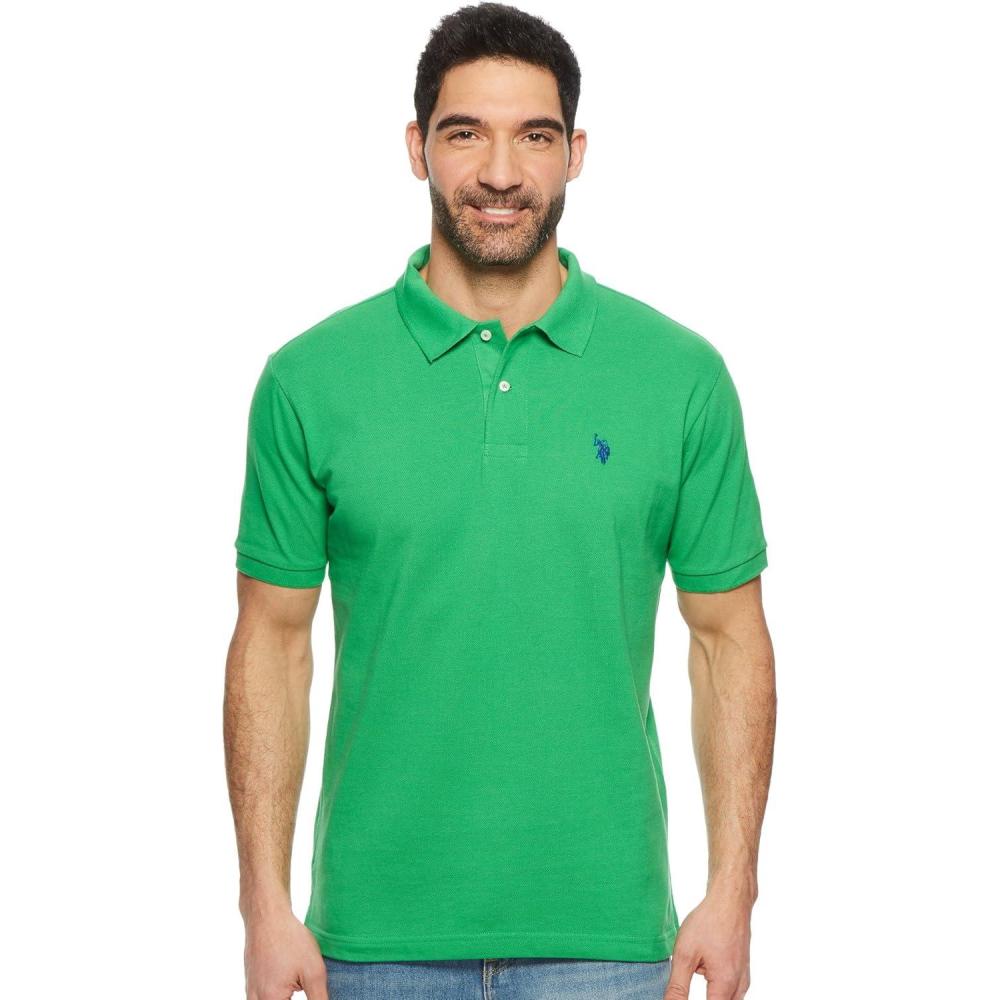 image:imageUS Polo Assn Mens Classic Polo Shirt TwoButton Closure Pique Polo Shirt Summer Fashion Golf ShirtCourt Green