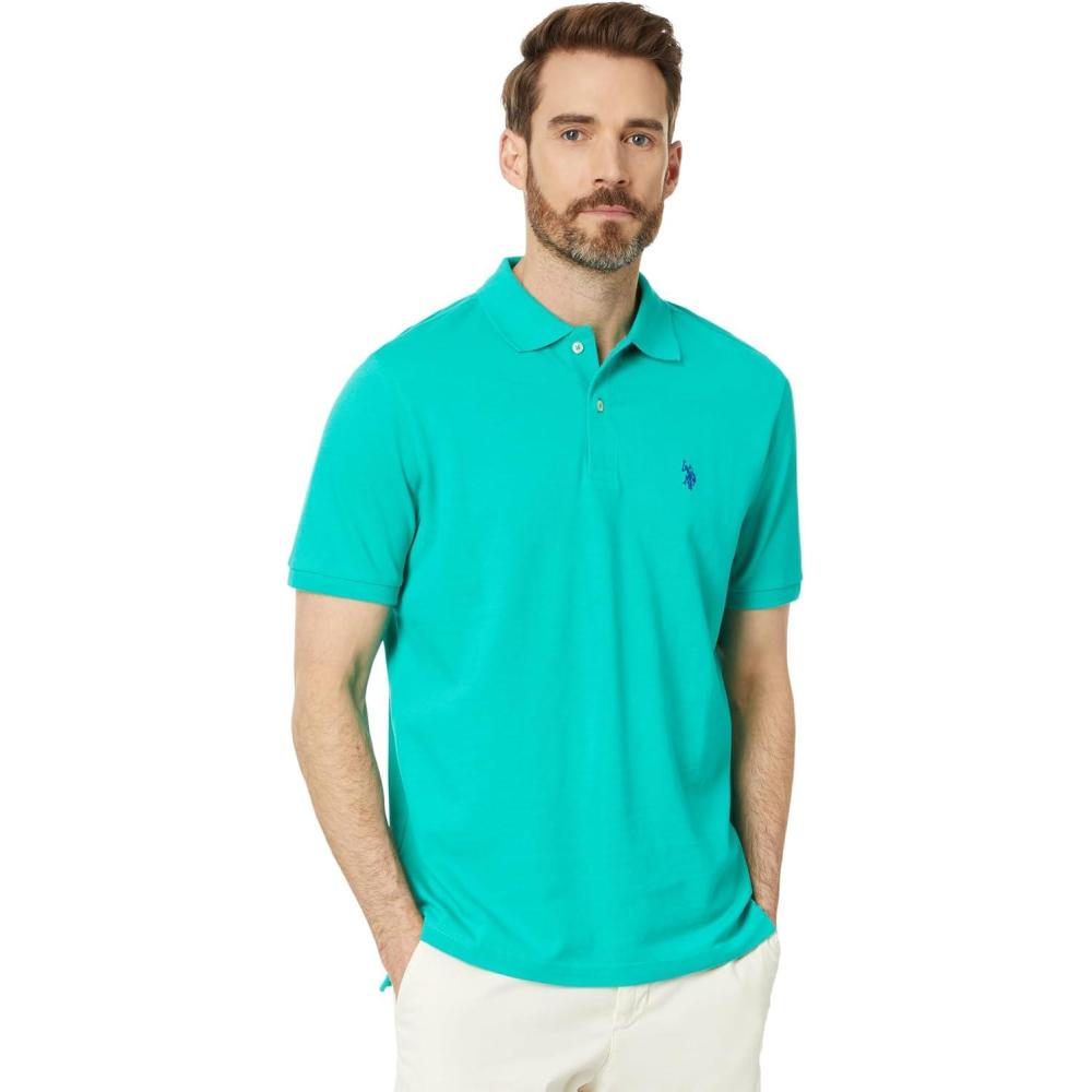 image:imageUS Polo Assn Mens Classic Polo Shirt TwoButton Closure Pique Polo Shirt Summer Fashion Golf ShirtEmerald Circus