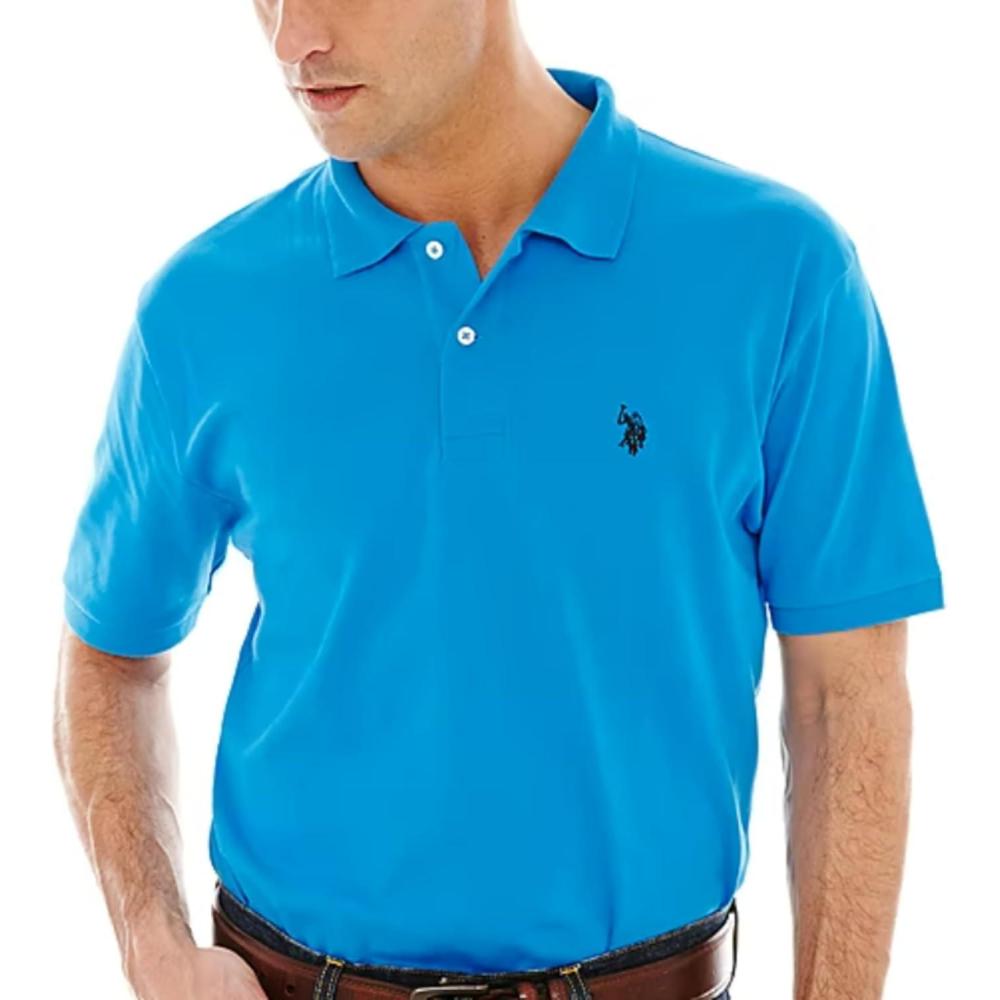 image:imageUS Polo Assn Mens Classic Polo Shirt TwoButton Closure Pique Polo Shirt Summer Fashion Golf ShirtHorizon BlueBlue Raft