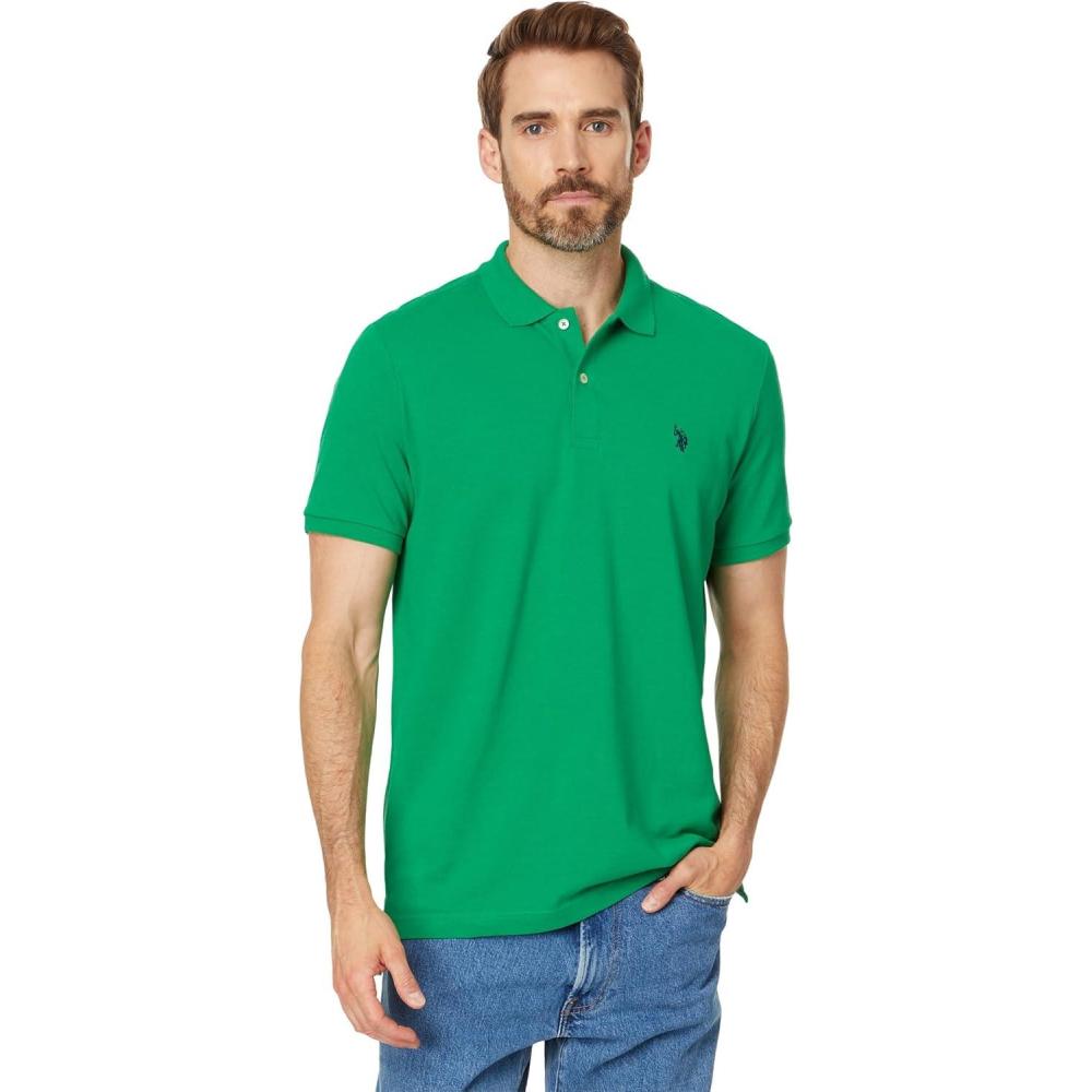 image:imageUS Polo Assn Mens Classic Polo Shirt TwoButton Closure Pique Polo Shirt Summer Fashion Golf ShirtMedium Green Heather
