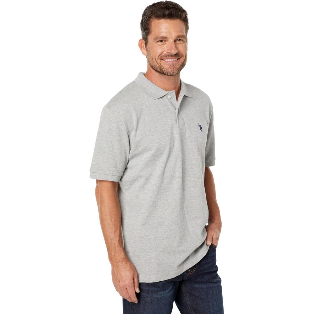 image:imageUS Polo Assn Mens Classic Polo Shirt TwoButton Closure Pique Polo Shirt Summer Fashion Golf ShirtMedium Heather Grey