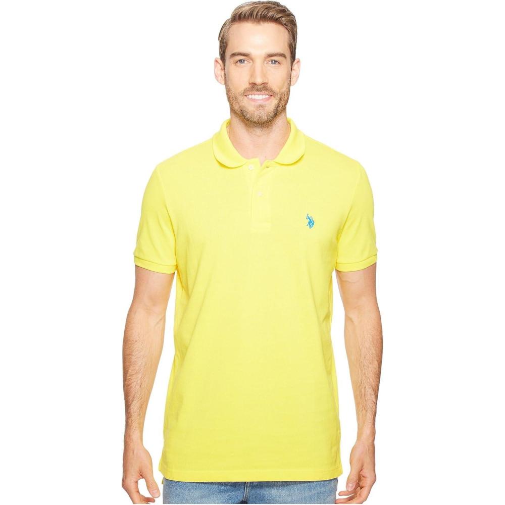 image:imageUS Polo Assn Mens Classic Polo Shirt TwoButton Closure Pique Polo Shirt Summer Fashion Golf ShirtMid Day Yellow