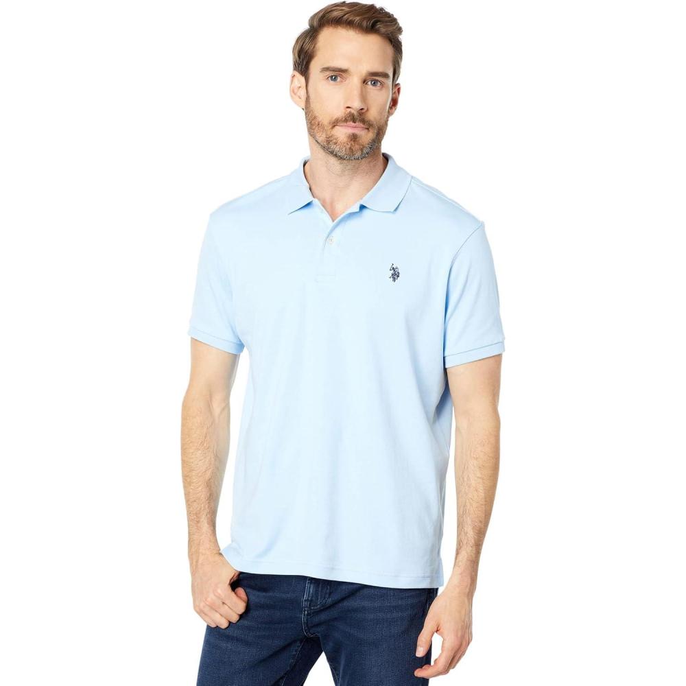 image:imageUS Polo Assn Mens Classic Polo Shirt TwoButton Closure Pique Polo Shirt Summer Fashion Golf ShirtOpen Air Blue
