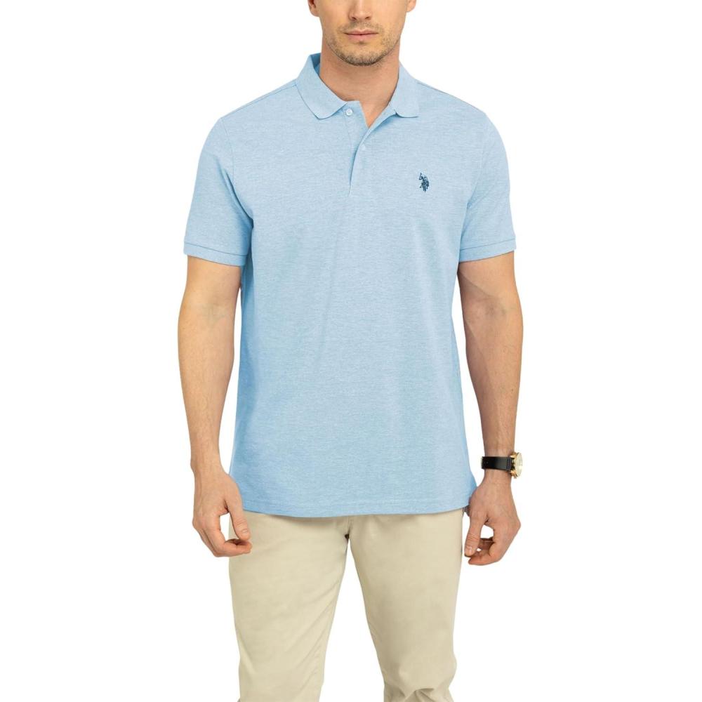 image:imageUS Polo Assn Mens Classic Polo Shirt TwoButton Closure Pique Polo Shirt Summer Fashion Golf ShirtPale Perry