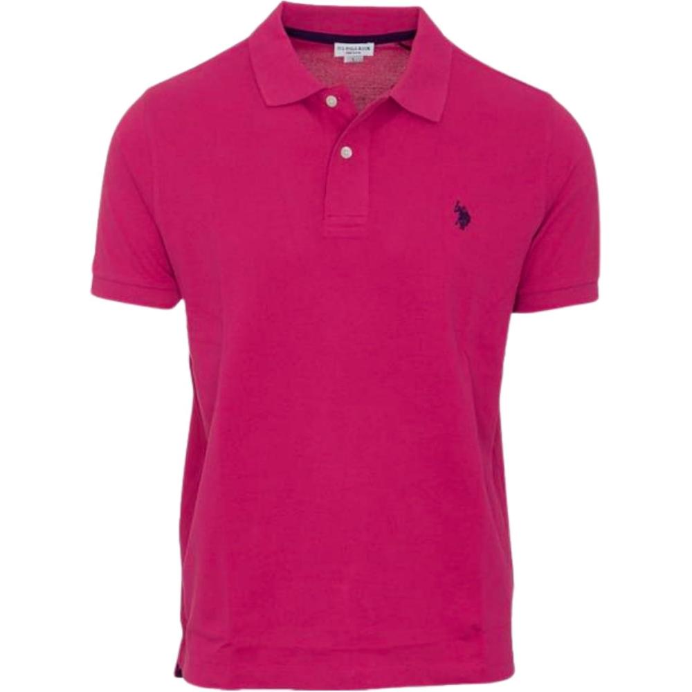 image:imageUS Polo Assn Mens Classic Polo Shirt TwoButton Closure Pique Polo Shirt Summer Fashion Golf ShirtPink Peacock 6015
