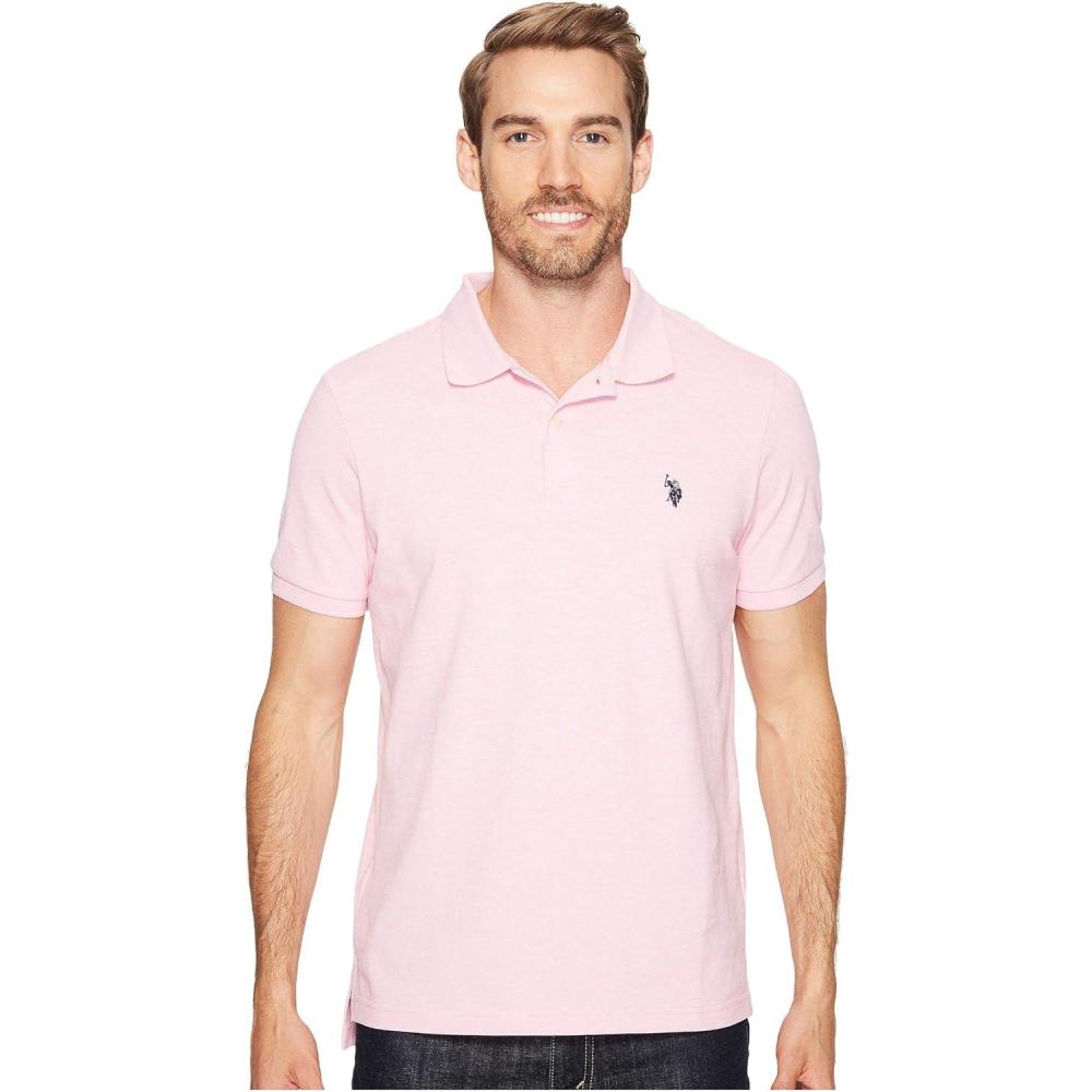 image:imageUS Polo Assn Mens Classic Polo Shirt TwoButton Closure Pique Polo Shirt Summer Fashion Golf ShirtPink Sunset Heather