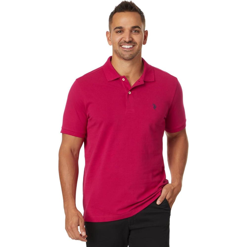 image:imageUS Polo Assn Mens Classic Polo Shirt TwoButton Closure Pique Polo Shirt Summer Fashion Golf ShirtRaspberry Vine