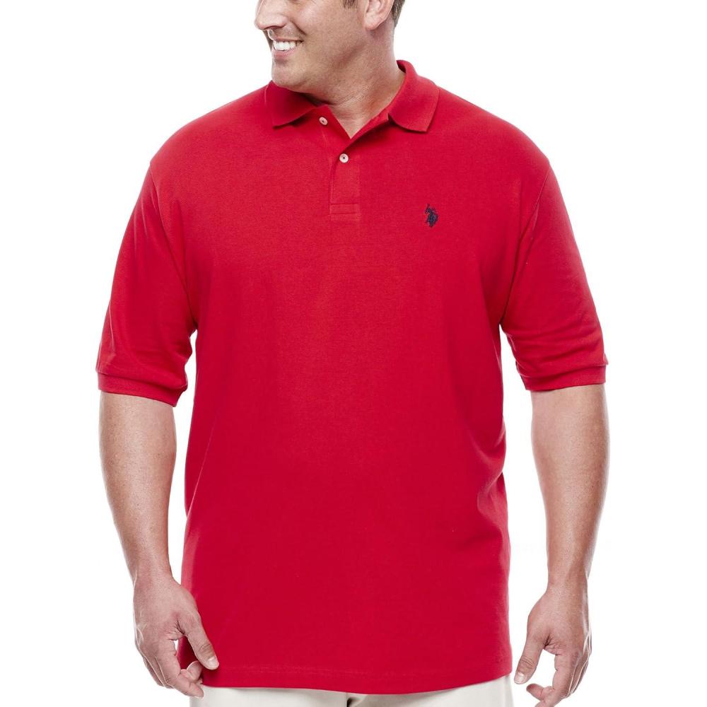 image:imageUS Polo Assn Mens Classic Polo Shirt TwoButton Closure Pique Polo Shirt Summer Fashion Golf ShirtRed Ered