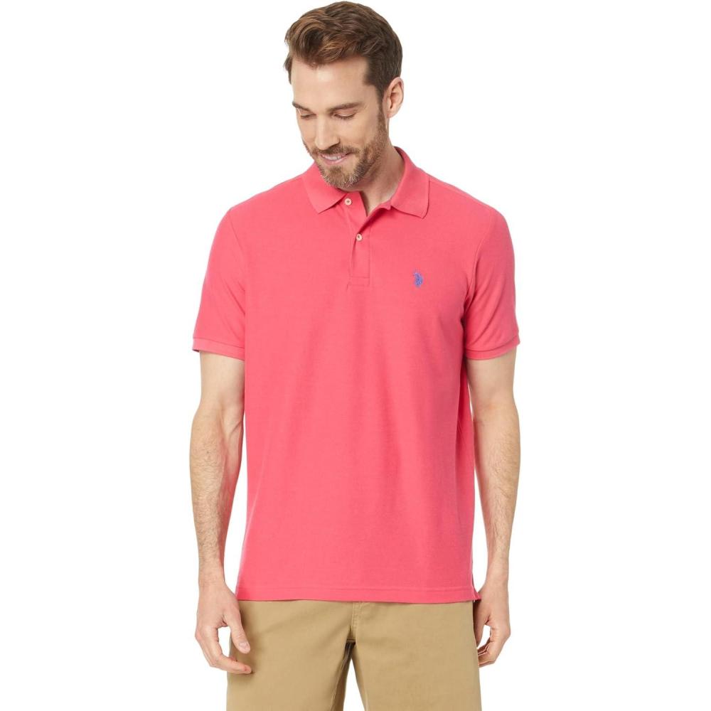 image:imageUS Polo Assn Mens Classic Polo Shirt TwoButton Closure Pique Polo Shirt Summer Fashion Golf ShirtRouge Red