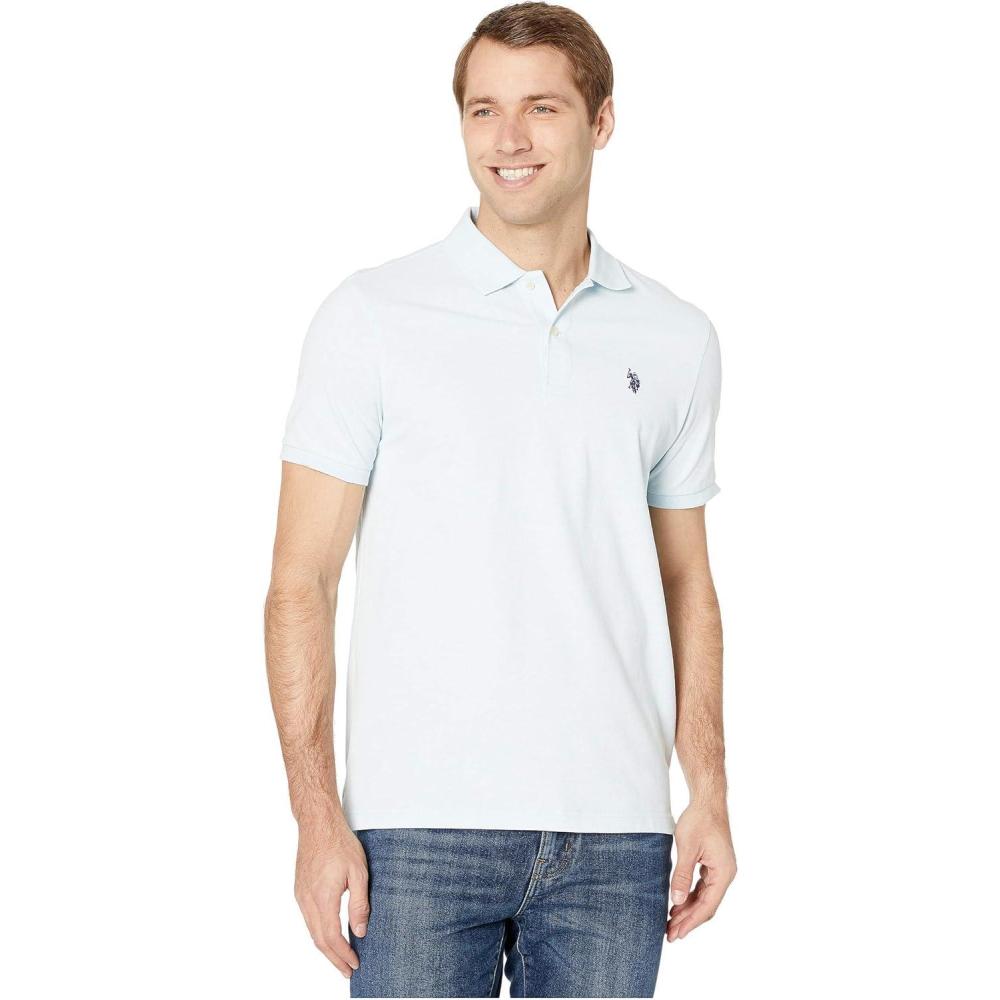 image:imageUS Polo Assn Mens Classic Polo Shirt TwoButton Closure Pique Polo Shirt Summer Fashion Golf ShirtTahoe Blue Heather