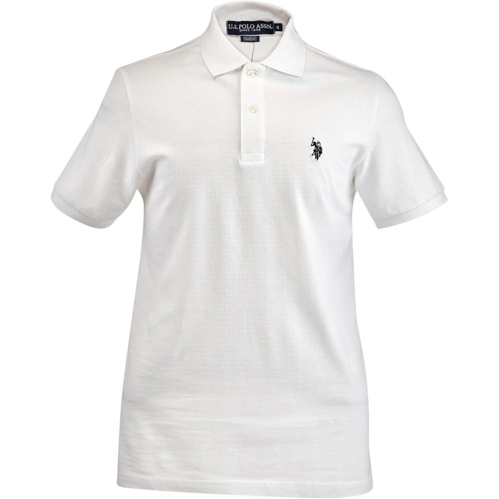 image:imageUS Polo Assn Mens Classic Polo Shirt TwoButton Closure Pique Polo Shirt Summer Fashion Golf ShirtWhiteBlack